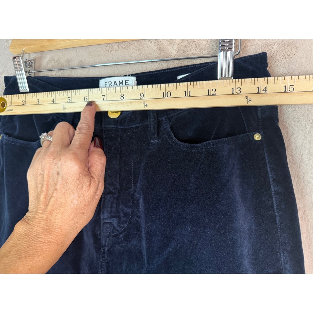 Frame Le High Skinny Pants Womens 28 Navy Blue Velvet Corduroy High Rise Jeans - Picture 5 of 9